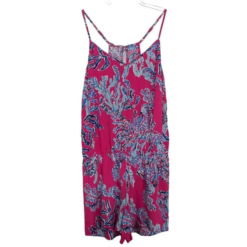 Lilly Pulitzer Dusk Romper Womens Size Small Pink Samba Coral Sleeveless Preppy
